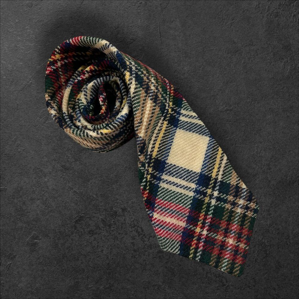 Vintage Rooster Ruffler Men's Holiday Tartan Plaid 100% Wool Professional Tie